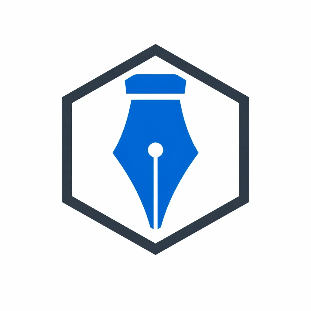 Minimalist vector of a blue pen nib, representing custom AI specialist tools for small businesses